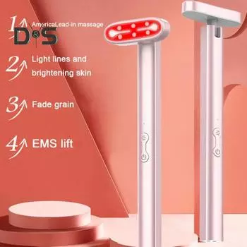 Терапия красным светом, массажер для глаз, зарядка через USB, высокий уход за кожей лица, подтяжка, быстрое впитывание, женский уход за кожей вокруг глаз 7-в-1, массаж красоты розовый