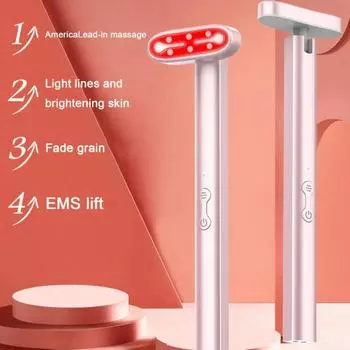 Терапия красным светом, массажер для глаз, зарядка через USB, высокий уход за кожей лица, подтяжка, быстрое впитывание, женский уход за кожей вокруг глаз 7-в-1, массаж красоты розовый