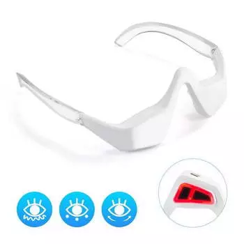 Терапия красным светом Ouwald для кожи вокруг глаз - Уход за кожей Антивозрастной массажер для глаз от темных кругов, отечности и мешков под глазами - Очки для микротоковой терапии вокруг глаз