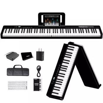 TERENCE электронное пианино 88 клавиш складная инновационная клавиатура пианино перезаряжаемая функция распознавания силы нажатия пальцев функция MIDI два динамика