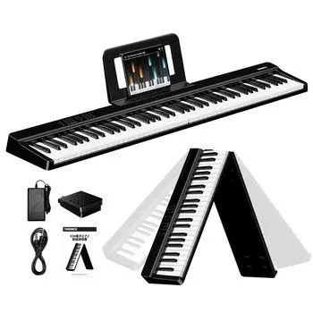 TERENCE V20 Digital Piano, 88-Key Foldable Keyboard with Touch-Response Keyboard, 4-Unit Speakers, Same Key Size as an Acoustic Piano, MIDI
