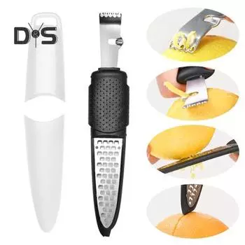 Терка для лимона, измельчитель цедры для цитрусовых, инструмент с легкой нескользящей ручкой, сыр и имбирь для домашней кухни чёрный