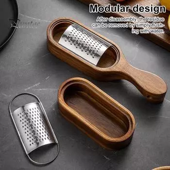 Терка для сыра из нержавеющей стали с деревянной ручкой, острые лезвия, эффективный инструмент для натирания сыра, шоколада, фруктов, ручная терка-ложка A