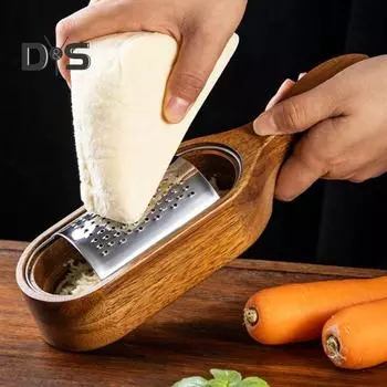 Терка для сыра из нержавеющей стали с деревянной ручкой, острые лезвия, эффективный инструмент для натирания сыра, шоколада, фруктов, ручная терка-ложка A