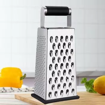 Терка для сыра, многофункциональная ручка, 4 стороны, острая, экономящая труд, нарезка, чеснокодавка, ручной инструмент, терка из нержавеющей стали, кухонные принадлежности Triple Layer