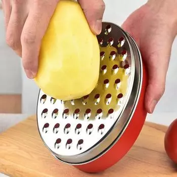 Терка для сыра с контейнером Многофункциональная слайсер из нержавеющей стали для картофеля, огурца, моркови, лука, лимона, имбиря, кухонных овощей темно-серого