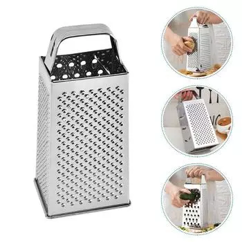 Терка из нержавеющей стали для овощей, овощей, фруктов, терка для сыра (Плоская ручка, золото) Кухонные принадлежности серебряный