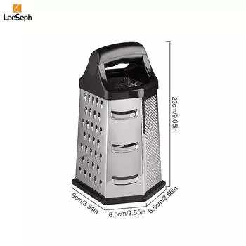 Терка из нержавеющей стали с 6 сторонами, многофункциональная овощерезка 6-в-1, кухонные принадлежности для измельчения картофеля, сыра чёрный