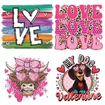 Термальная наклейка с буквами и животными на одежде, полосы любви, термопресс, аппликация на джинсы, аксессуар «сделай сам», наклейка, нашивка на одежду