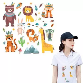 Термальная наклейка с лесными животными на одежде, термоклейкая футболка с аппликацией, толстовки «сделай сам», нашивка с изображением лисы и льва