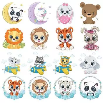 Термальная наклейка с милыми животными на одежде для кукол, детская одежда, наклейка «сделай сам», Parches Ropa, термопереносные нашивки, олень, единорог 7.5x7.5cm