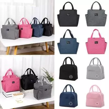 Термальная сумка для обеда, портативная сумка-холодильник с двумя боковыми карманами, офисная студенческая коробка для хранения обедов и пикника, сумка-контейнер для еды