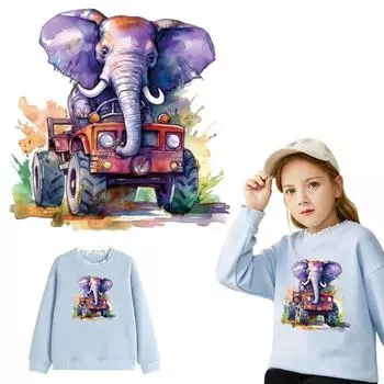 Термальные наклейки с фиолетовым слоном, наклейки для грузовика, горячие слезоточивые наклейки, моющиеся аксессуары для одежды «сделай сам», новый термопереносный утюг на патче