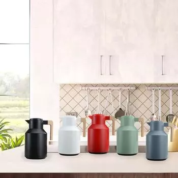 Термальный графин для кофе, 1 л, термографик с двойными стенками, термос с деревянной ручкой, чайник чёрный