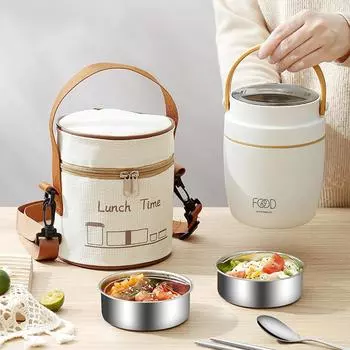 Термальный ланч-бокс из нержавеющей стали, ланч-бокс Bento для детей, портативный бытовой герметичный контейнер для хранения еды, термосуповая чашка