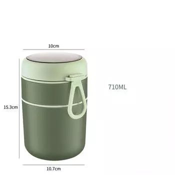 Термальный ланч-бокс из нержавеющей стали, 1 шт., ланч-бокс для бенто с ложкой, термобанка для еды, изолированный ланч-бокс для супа, ланч-бокс для детей и женщин WBL зелёный