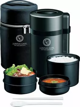 Термальный лантус-бокс Lantus из нержавеющей стали HLB-B1050CS с сумкой чёрный