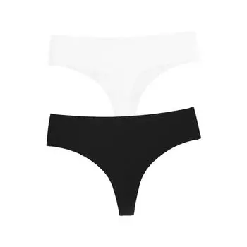 TERMEZY 2Pcs/Lot Women Sexy Seamless Thongs Fashion Low-Rise Ice Silk Ultra-thin G-String Solid Color Soft Comfort Briefs S