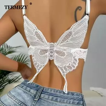 TERMEZY женское сексуальное нижнее белье, топ, бюстгальтеры, новый бюстгальтер с v-образным вырезом и открытой спиной, подтяжки-бабочки, женское нижнее белье с эффектом пуш-ап S белый