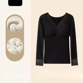 Термобелье из шерсти для женщин с подкладками для груди, встроенный бюстгальтер, увлажняющий крем из шерсти и шелка, зимний стиль XL