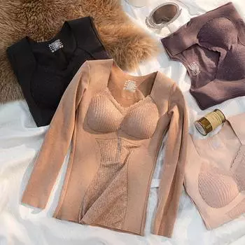 Термобелье, верхний женский пояс, съемная накладка на грудь L чёрный