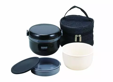 Термобокс для ланча Pearl Metal, миска специального размера 540 мл, джинсовая сумка BK с сумкой Hokadon HB-5467 чёрный