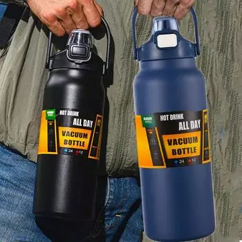 Термобутылка из нержавеющей стали 2,5 л, большая емкость, термокружка для воды, портативная, 2500 мл, термос, изолированная чашка, стакан 2 л, 84 унции 1200ml