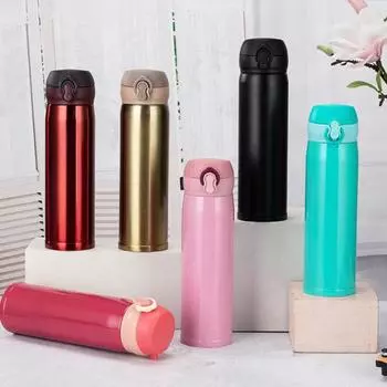 Термобутылка с двойными стенками 500 мл вакуумная фляга бутылка для воды термос чашка подарок чёрный