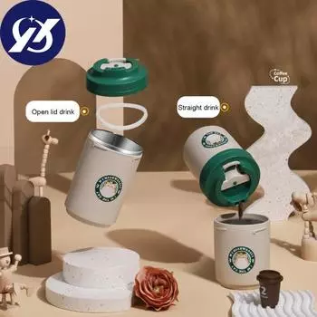 Термочашка 380/480 мл с крышкой, большая емкость, портативная вакуумная колба из нержавеющей стали 304 с изоляцией для кофе 380ML зелёный