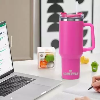 Термочашка на 40 унций, стакан из нержавеющей стали с вакуумной изоляцией и многоразовой соломинкой для путешествий, домашнего офиса зелёный