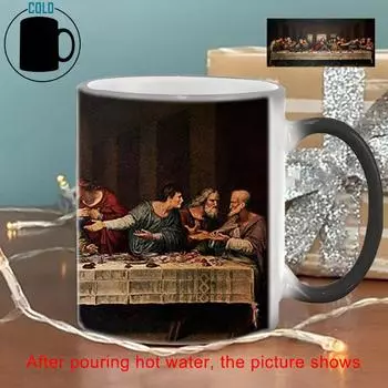 Термочувствительная кружка «Тайная вечеря» BSKT-160 Чашка для завтрака, меняющая цвет Чашка, обесцвечивающиеся кружки Кофейные чашки Персонализированные подарки Керамика 301-400ml