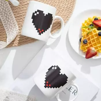 Термочувствительные кружки, меняющие цвет, керамические кружки с рисунком в виде сердца, большая емкость для воды, кружка для сока, кружка для отдыха на празднике 350ML