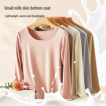 Термофутболка 80-х годов Nude для женщин: Узкая теплая осенняя одежда L коричневый/янтарь