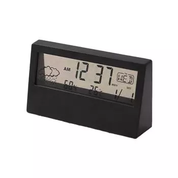 Термогигрометр Часы ЖК-будильник Погода Дисплей для Домашнего Офиса (черный)