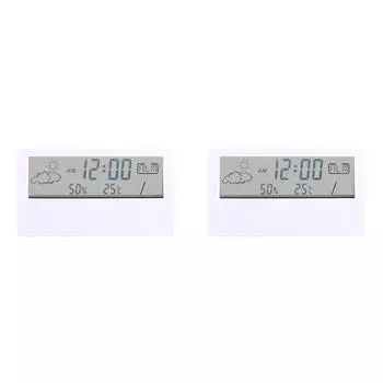 Термогигрометр Часы ЖК-будильник Погода Дисплей для Домашнего Офиса (белый)