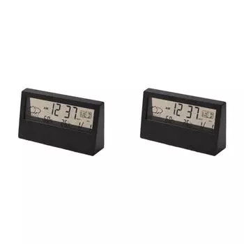Термогигрометр Часы ЖК-будильник Погода Дисплей для Домашнего Офиса (черный)