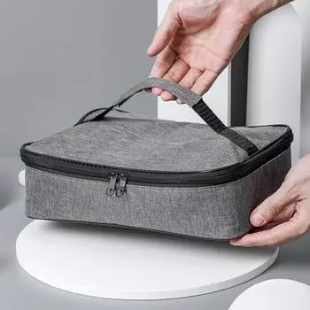 Термоизоляционная сумка с двойной застежкой-молнией сохраняет тепло, легко чистится, отличная портативная сумка для пикника на открытом воздухе, сумка-бокс для ежедневного использования S серый