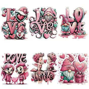 Термоклеевые наклейки на джинсы ко Дню святого Валентина, модные термопрессы, аппликации в полоску, наклейка для рукоделия своими руками