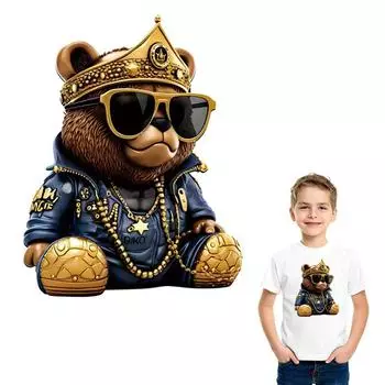 Термоклеющиеся нашивки для одежды с медведями и солнцезащитными очками, нашивки с животными, сделай сам, теплопередача, новый моющийся аксессуар для одежды