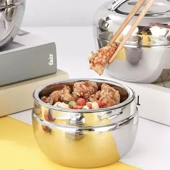 Термоконтейнер для ланча из нержавеющей стали, двухслойная термоизолированная чаша, устойчивая к ожогам, небьющаяся, устойчивая к падениям, для хранения продуктов питания, пикник