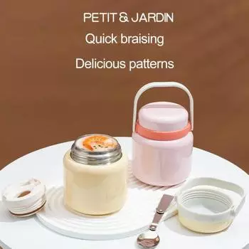 Термоконтейнер для обеда, изолированная банка для пищевых продуктов с ручкой для переноски, пищевой класс, не содержит бисфенола А, герметичная пищевая продукция 500ML жёлтый