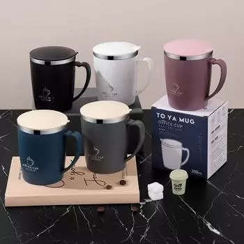 Термокружка 350 мл, кофейная чашка из нержавеющей стали 304 с ручкой в форме сердца, герметичная термос-термос, термос, бутылка для воды 350ML серый