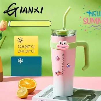 Термокружка Big MAC, большая емкость, чашка Ice Bullock, нержавеющая сталь 304, женская, новая, для мальчиков, соломенная кружка 1-1.5L