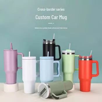 Термокружка Cross-border из нержавеющей стали 304 объемом 40 унций с ручкой — большая емкость, двухслойная вакуумная конструкция