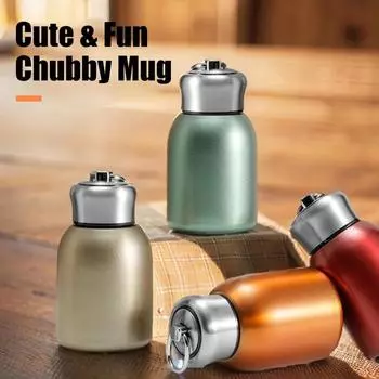 Термокружка из нержавеющей стали 304, небольшая емкость, мини, симпатичный, компактный, портативный, двухслойный вакуумный карманный термос 300ml розового золота