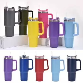 Термокружка из нержавеющей стали, легко моющаяся, 40 унций, герметичная, для путешествий, чашка для кофе со льдом, изолированная чашка для воды светло-розовый