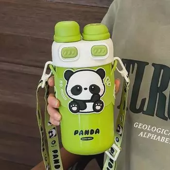 Термокружка Panda для девочек 2024 года — симпатичная, вместительная, портативная с трубочкой 540ML