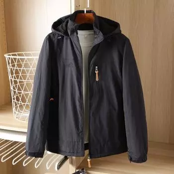 Термокуртка Куртка с длинными рукавами Осенне-зимняя мужская куртка для активного отдыха Куртка с хлопковой подкладкой Однотонная куртка с хлопковой подкладкой M серый