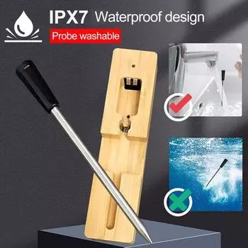 Термометр для барбекю Yousheng с зондом, совместимый с Bluetooth, быстрое время отклика, полное мобильное приложение для пищевых соков с рецептами, термометр для еды на гриле серебряный