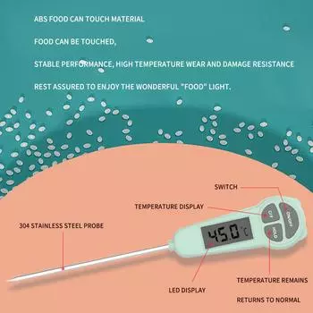 Термометр для детского питания, термометр для детской бутылочки, термометр для воды в ванной, нержавеющая сталь 304 с ЖК-дисплеем, цифровой термометр зелёный